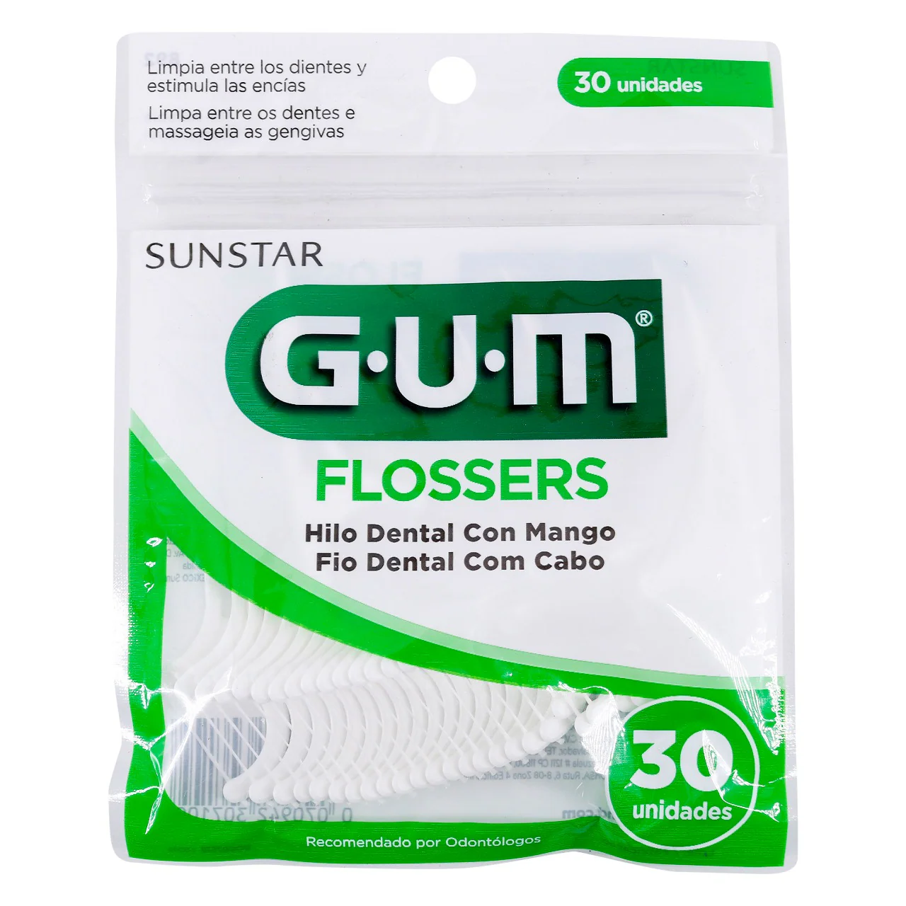 FLOSSERS GUM BLANCOS HILO DENTAL 30 UNIDADES